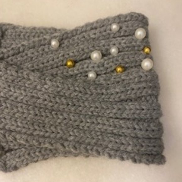 Janie Besner grey knit beaded head wrap - Picture 3 of 3